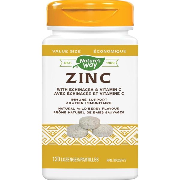 Nature s Way Zinc Lozenges with Echinacea & Vitamin C 120s (VALUE SIZE) For Sale