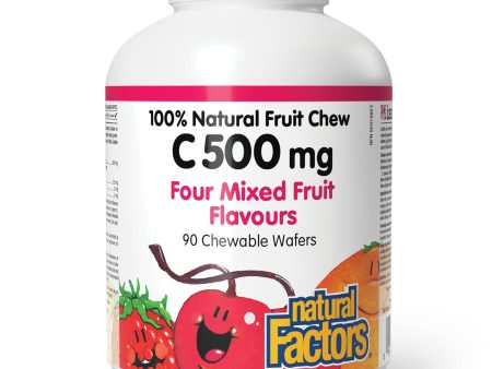 Natural Factors C 500 mg 100% Natural Fruit Chew, Four Mixed Fruit Flavours 90s Online