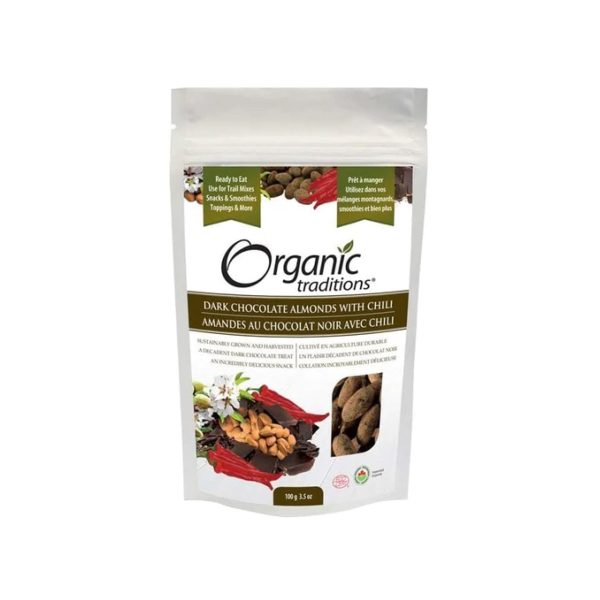 Organic Traditions Organic Dark Chocolate Covered Almonds with Chili 100g Discount