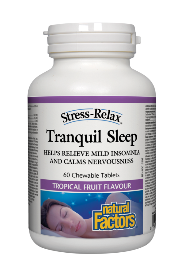 Natural Factors Stress-Relax Tranquil Sleep - Tropical Fruit Flavour 120s on Sale