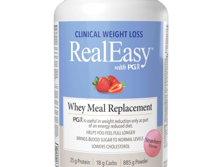 Natural Factors RealEasy with PGX Whey Meal Replacement Strawberry 885g on Sale