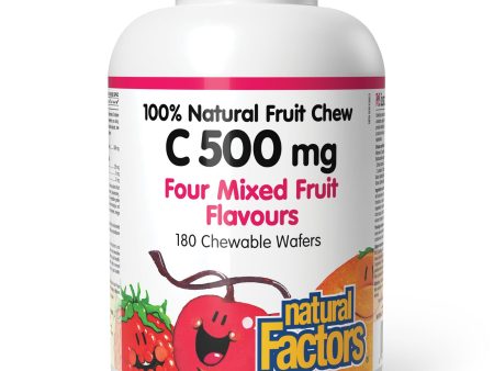 Natural Factors C 500 mg 100% Natural Fruit Chew, Four Mixed Fruit Flavours 180s Online Hot Sale