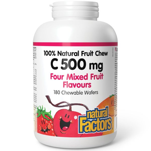 Natural Factors C 500 mg 100% Natural Fruit Chew, Four Mixed Fruit Flavours 180s Online Hot Sale