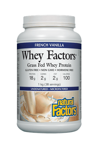 Natural Factors Whey Factors Grass-Fed Whey Protein French Vanilla 1kg Online Sale