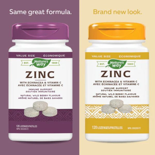 Nature s Way Zinc Lozenges with Echinacea & Vitamin C 120s (VALUE SIZE) For Sale