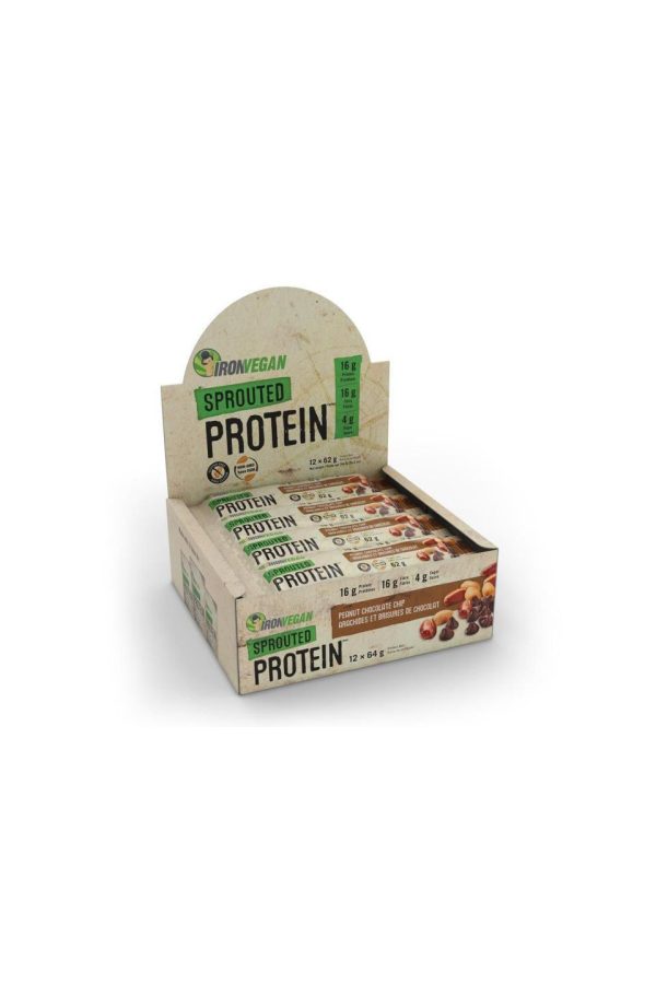 Iron Vegan Peanut Chocolate Chip Sprouted Protein Bar 64g Cheap