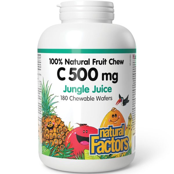 Natural Factors C 500 mg 100% Natural Fruit Chew, Jungle Juice Flavour 180s For Sale