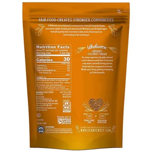 Wholesome Sweeteners Organic Coconut Palm Sugar 454g For Sale