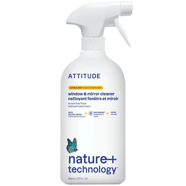 Attitude Nature+ Window & Mirror Cleaner Citrus Zest 800ml Online Sale