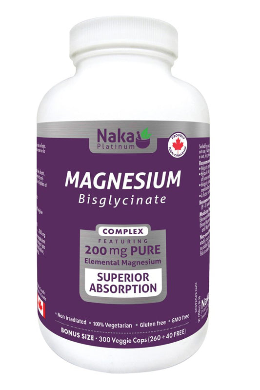 Naka Magnesium Bisglycinate 200mg 300s Bonus Size (260 + 40 Free) Supply