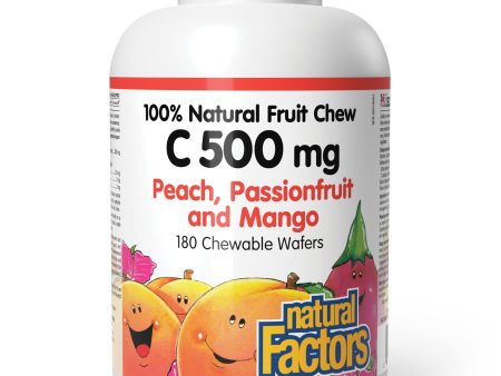 Natural Factors C 500 mg 100% Natural Fruit Chew, Peach, Passionfruit and Mango Flavour 180s Online