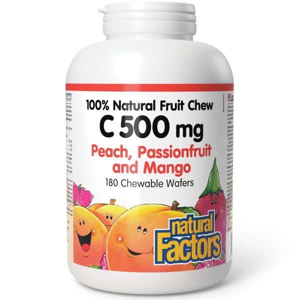 Natural Factors C 500 mg 100% Natural Fruit Chew, Peach, Passionfruit and Mango Flavour 180s Online