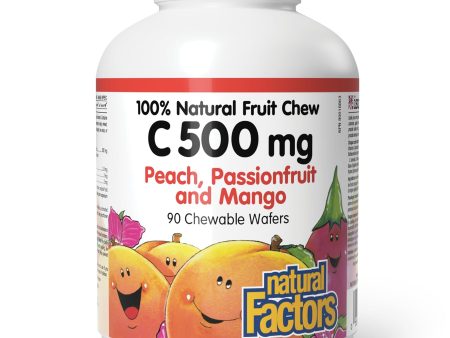 Natural Factors C 500 mg 100% Natural Fruit Chew, Peach, Passionfruit and Mango Flavour 90s For Cheap