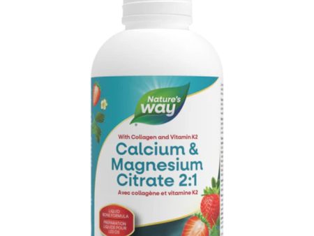 Nature s Way Calcium & Magnesium Citrate 2:1 with Vitamin K2, Strawberry 500ml For Discount