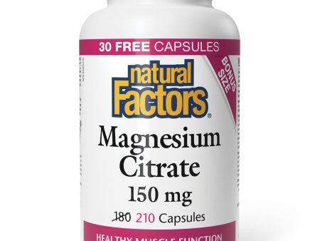 Natural Factors Magnesium Citrate Bonus Size (180s + 30s Free) For Cheap