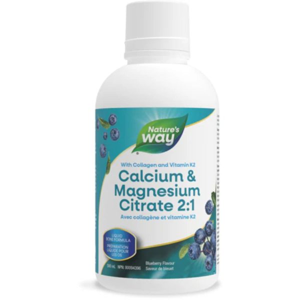 Nature s Way Calcium & Magnesium Citrate 2:1 with Vitamin K2, Blueberry 500ml For Sale