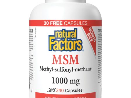 Natural Factors MSM 1000mg Bonus Size 240s (180s + 30 FREE) on Sale