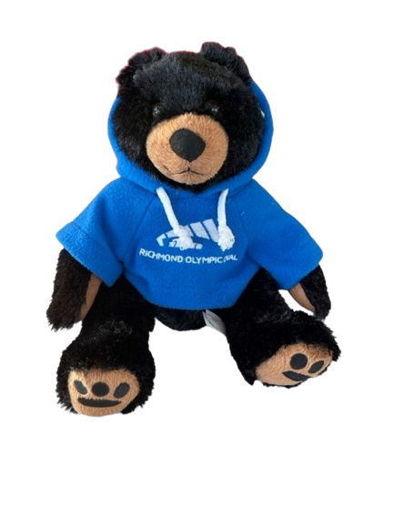 SAH 12  Cuddle Critter Black Bear w Richmond Olympic Oval Hoodie For Cheap