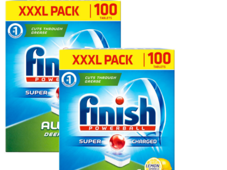 Finish Powerball All In 1 Lemon Sparkle Dishwasher Tablets Pack of 2 x 100 Pack For Discount